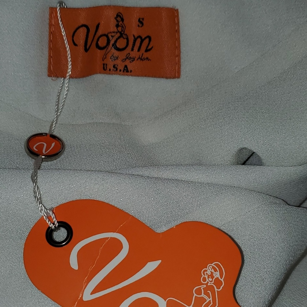 Voom by Joy Han Nautical Silver Halter Dress with Rosette NWOT - Picture 4 of 8